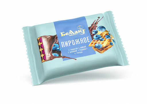 Пирожное с творогом с вафлей с начинкой Черника в глазури 23% в полим пленке 100г