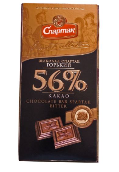 Шоколад Спартак горький 56% пенал 90г