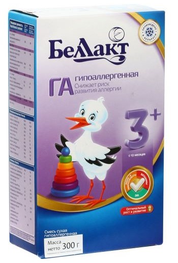 Смесь сухая гипоаллергенная для диетического профилактического питания детей раннего возраста «Беллакт ГА 3+», 300г