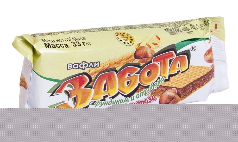 Вафли Забота на фруктозе с фундуком и отрубями 33г
