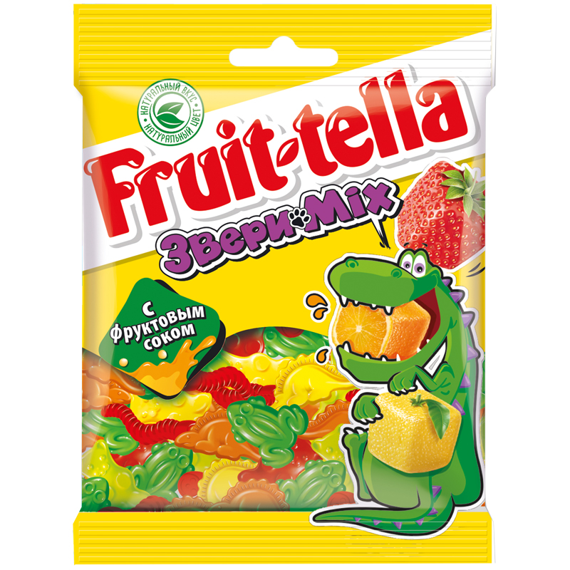 Мармелад жевательный Фруттелла Звери Mix со вк.апельс.,яблока,лимона,клубники,малины 70г