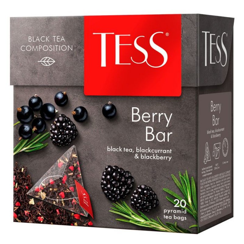 Чай Тесс Берри Бар с ягодами и ароматом малины пирамида (1,8г*20п)