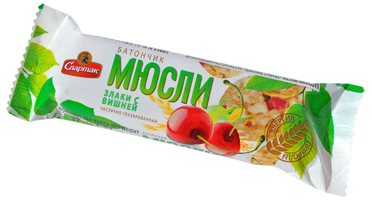 Батончик мюсли Злаки с вишней частично глазированный 35г