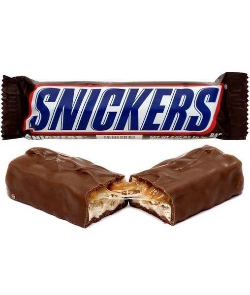 Батончик шоколадный Snickers с жареным арахисом, карамелью и нугой 50,5г