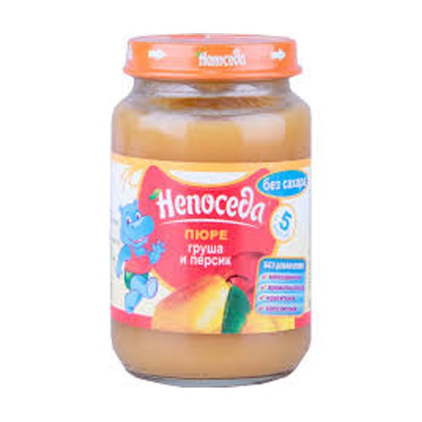 Пюре для дет/пит ис груш и персиков бес сахара 190г