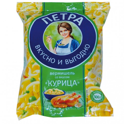 Макаронные изделия б/п Вермишель Петра с куриным вкусом 50г