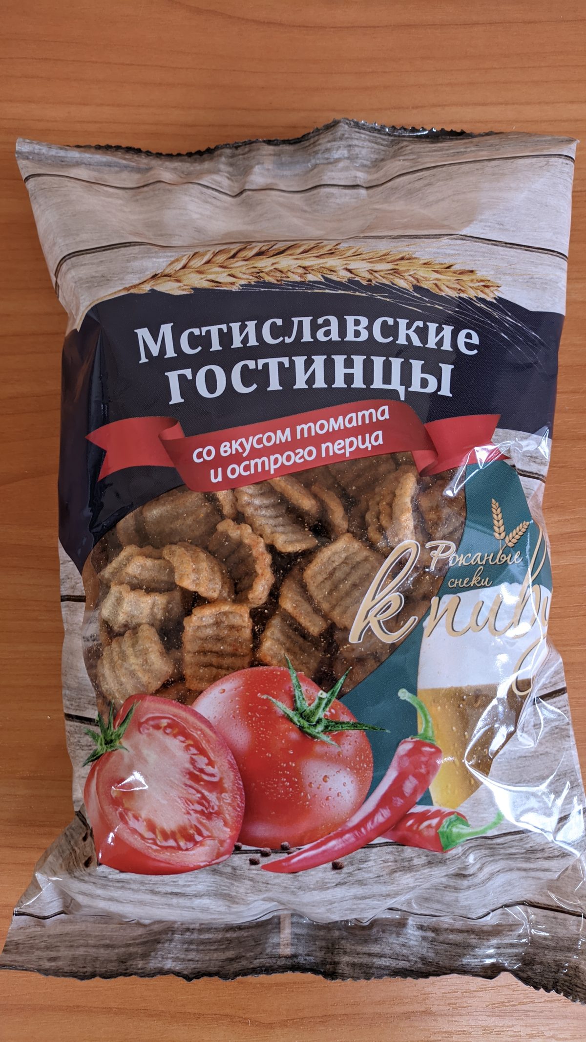 Снеки ржаные к пиву со вкусом томата и острого перца, 120гр