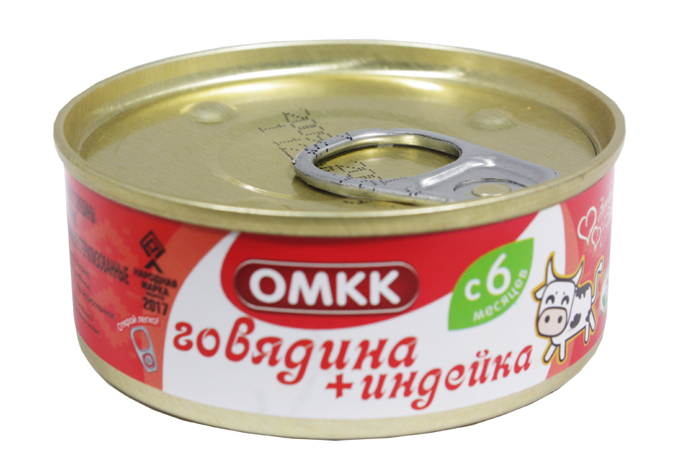 Консервы для детского питания Говядина+индейка 100г