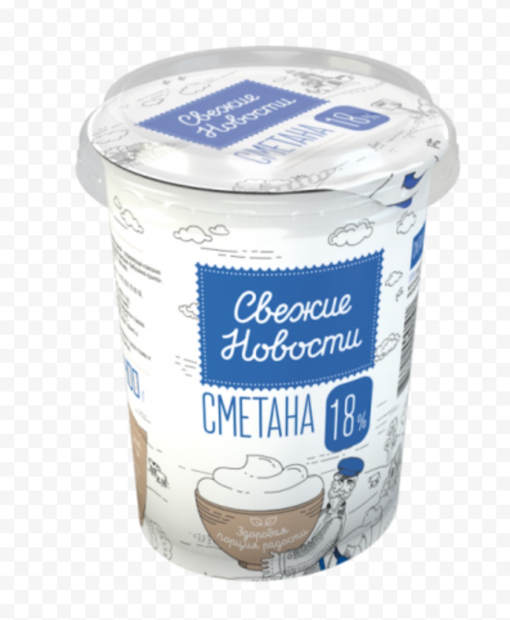 Сметана «Свежие новости» 18%, 380 г