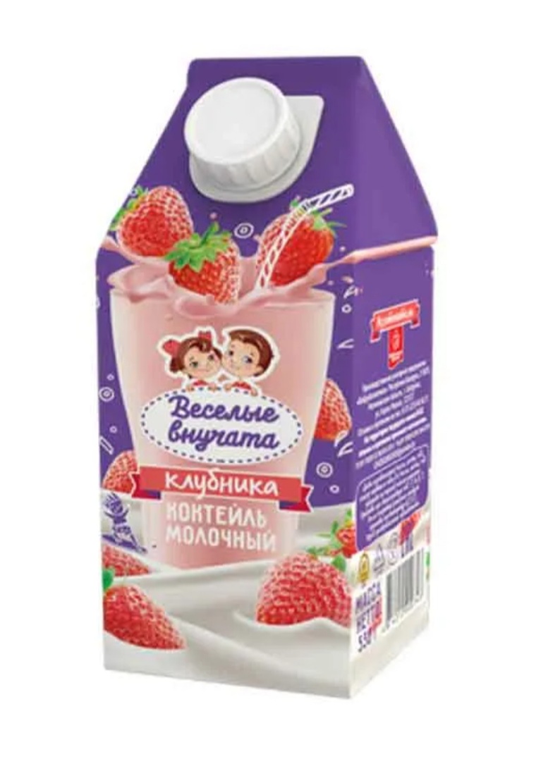 Коктейль молочный «Веселые внучата» клубника, 0.5%, 530 г.