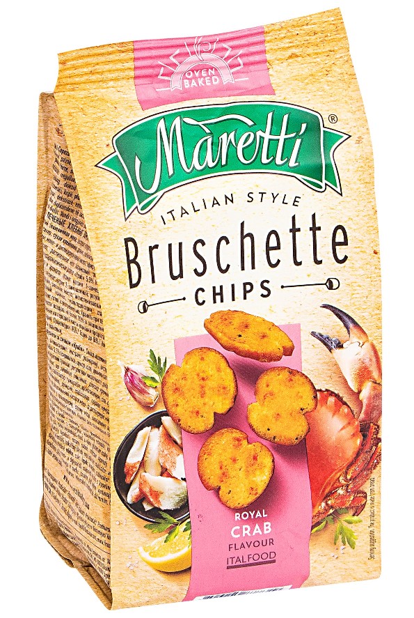Печеные хлебные брускетти Maretti со вкусом королевский краб 70г