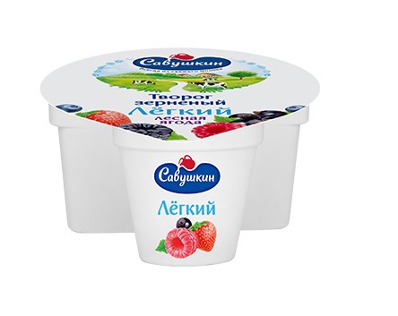 Творог зерненый Ласковое летолесные ягоды двухкамерный п/стакан 3% 130г