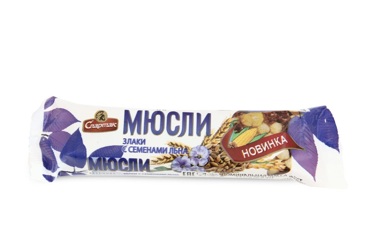 Батончик мюсли Злаки с семенами льна флоу пак 24г