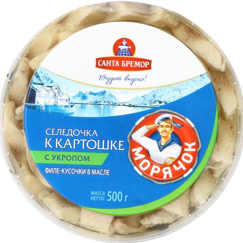 Филе сельди Селедочка к картошке с укропом в масле 500г Санта Импэкс Брест