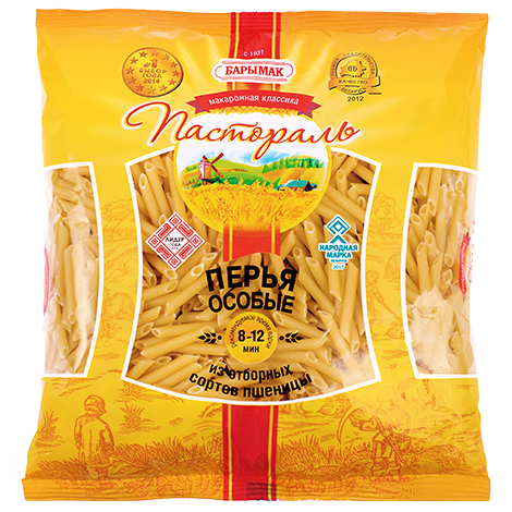 Макаронные изделия гр.Б "Пастораль" перья особые 0,9 кг Боримак