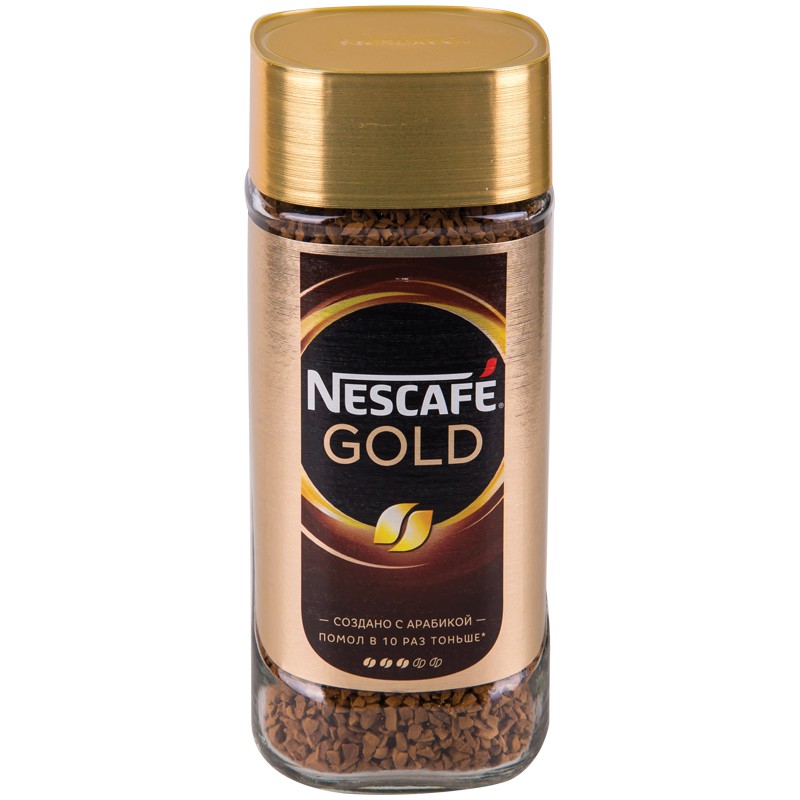 Кофе растворимый Nescafe Gold натуральный сублимированный с добавлением молотого кофе стекло 95г