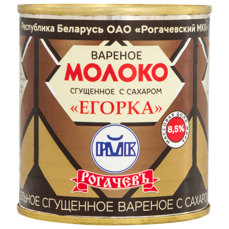 Молоко цельное Егорка сгущеное вареное с сахаром 8,5% в ж/б 360г