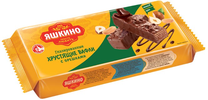 Вафли "Яшкино" глаз. с орешками 200 г