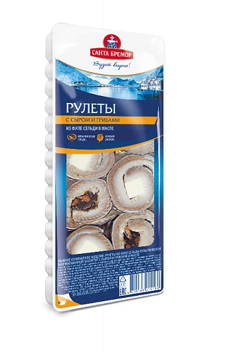 Рулеты из филе сельди "Ассорти" с сыром и грибами 240 г