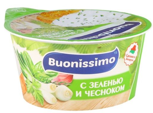 Крем Buonissimo с творогом и зеленью с чесноком стакан 120г