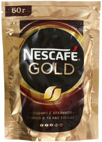 Кофе растворимый Nescafe Gold с добавлением молотого кофе пакет 60г