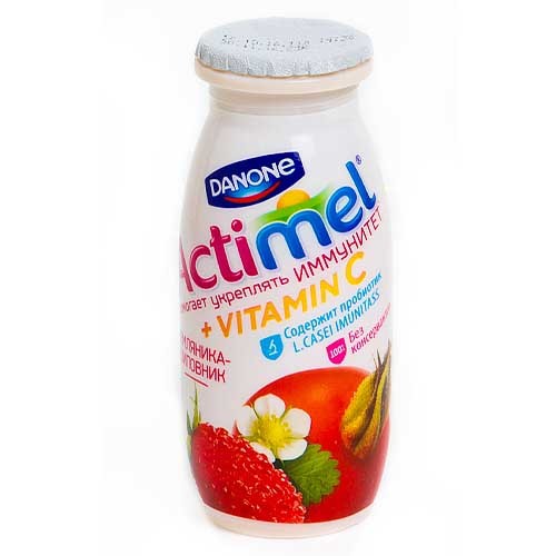 Продукт кис/мол Актимель обог L.Casei Imunitass и вит В6 и Д3 клубничный 2,5% 100г
