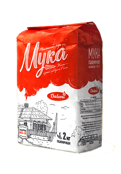 Мука пшеничная "Daloni" М54-28 в/с 2кг