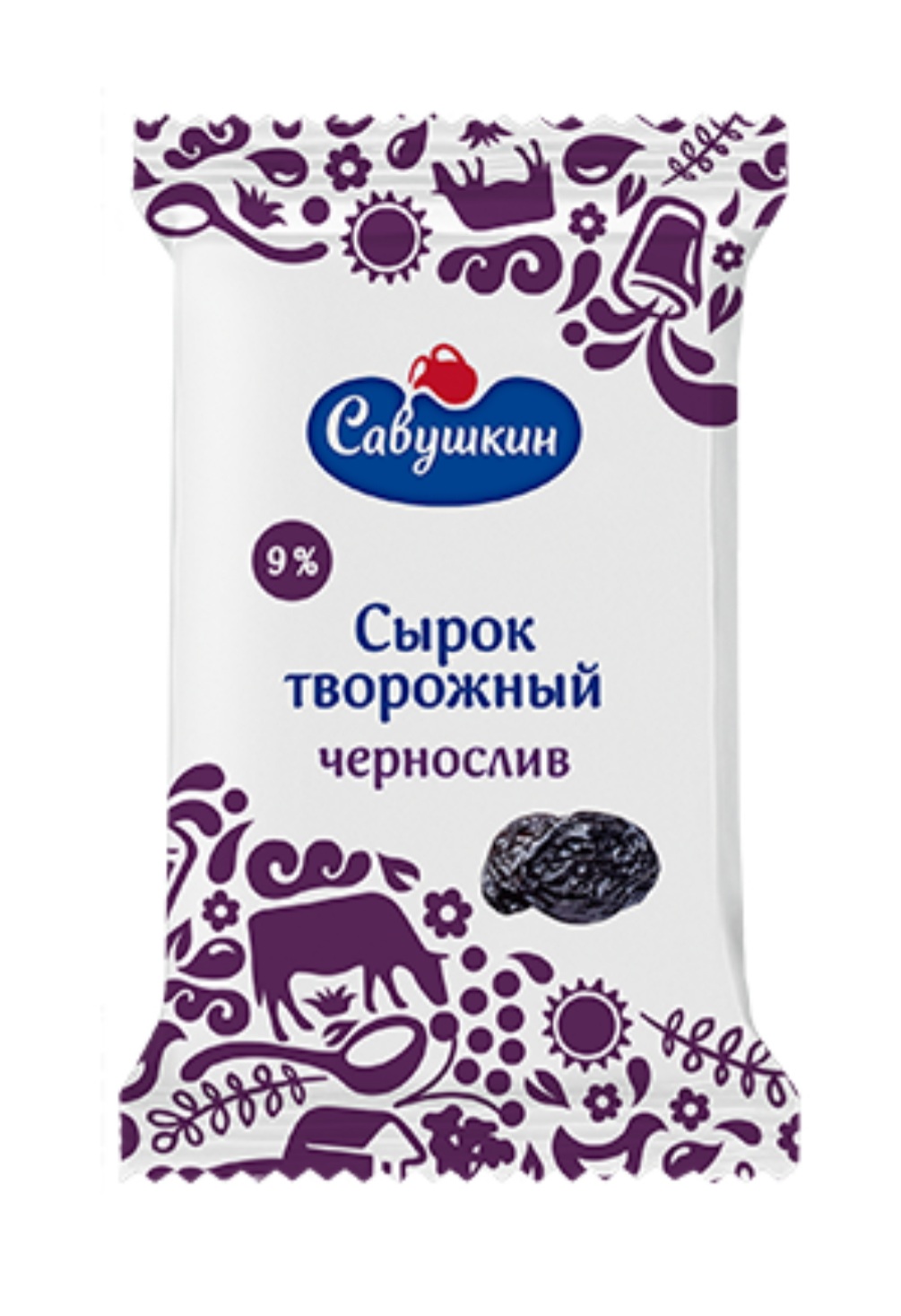 Сырок творожный «Савушкин» чернослив, 9%, 100 г