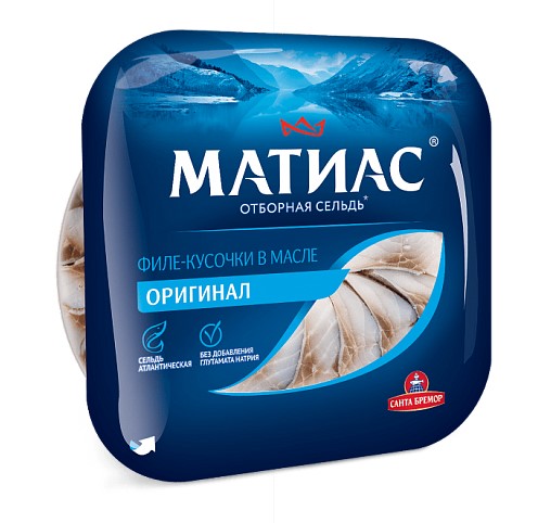 Филе сельди Матиас деликатесное оригинальное кусочки 200г