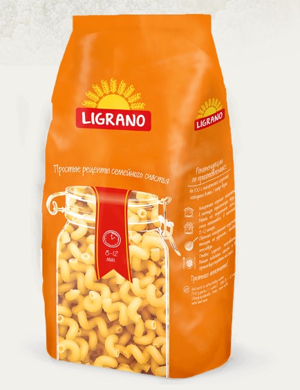 Макаронные изделия Лиграно Рожки витые гр.Б 900г