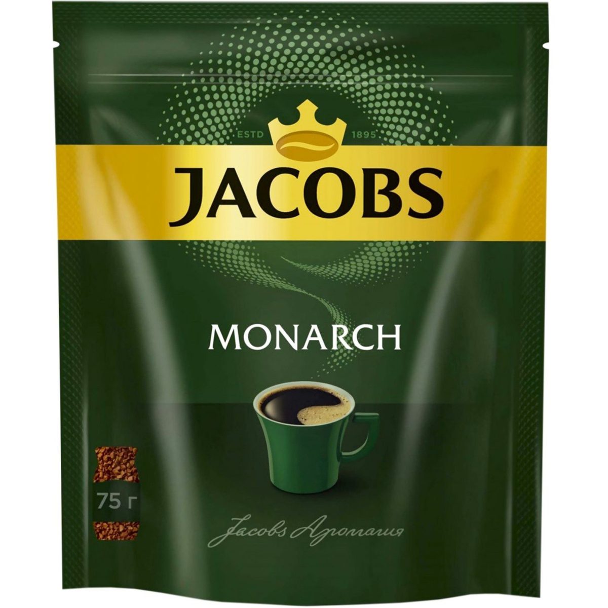 Кофе Якобз Монарх Intense натуральный растворимый пакет 75г