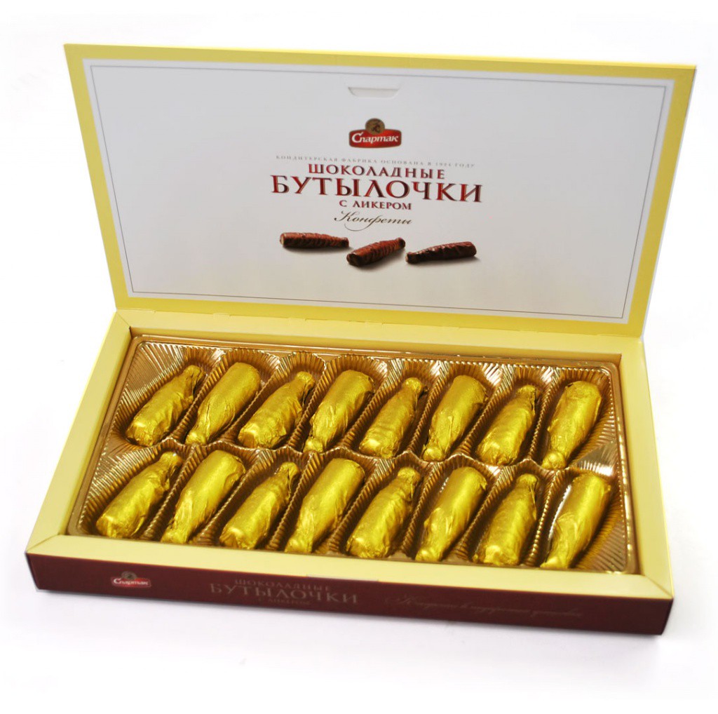 Набор конфет Шоколадные бутылочки с ликером 168г