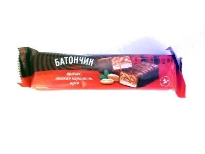 Батончик со вкусом арахис, мягкая карамель, нуга