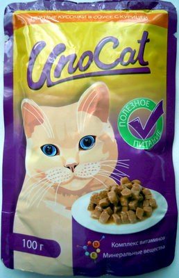 UnoCat нежные кусочки в соусе с курицей