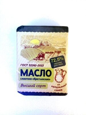 Масло сливочное Крестьянское высший сорт 72,5%