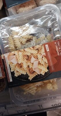 Паста с ветчиной и грибами