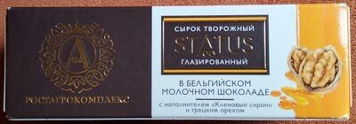 Сырок творожный глазированный Status в бельгийском молочном шоколаде с наполнителем «Кленовый сироп» и грецким орехом