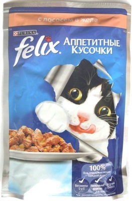 Felix Аппетитные кусочки с лососем в желе