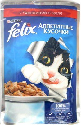 Felix Аппетитные кусочки с говядиной в желе