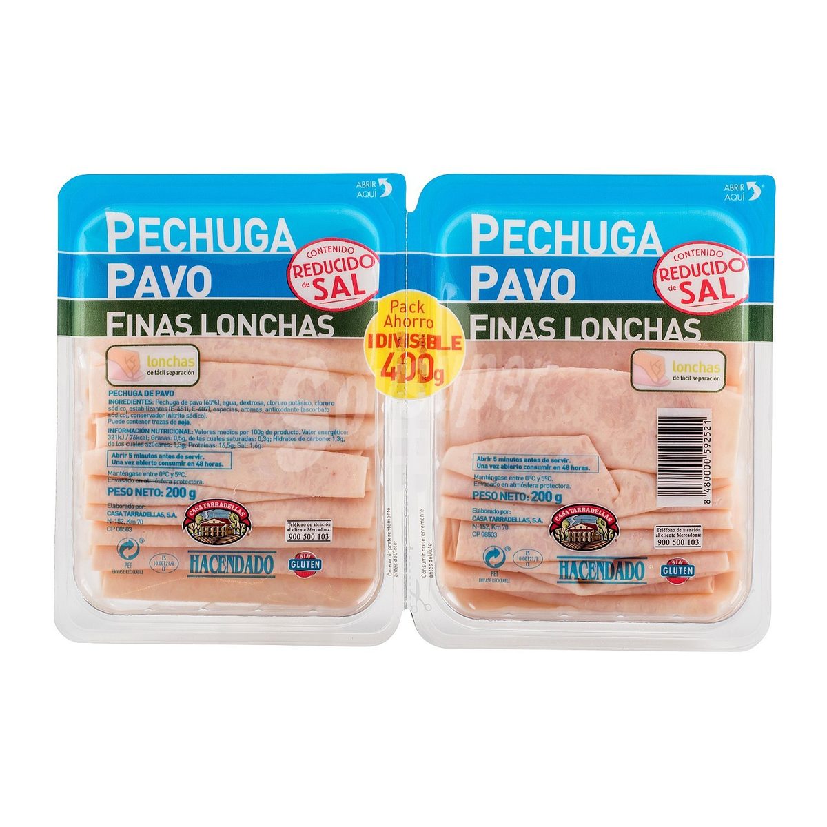 Pechuga de pavo bajo en sal finas lonchas