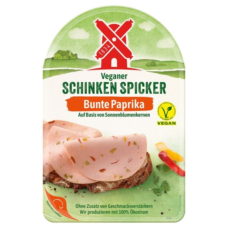 Vegetarischer Schinken-Spicker mit bunter Paprika