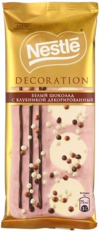 Белый шоколад "Nestle" с клубникой декориров. 85г