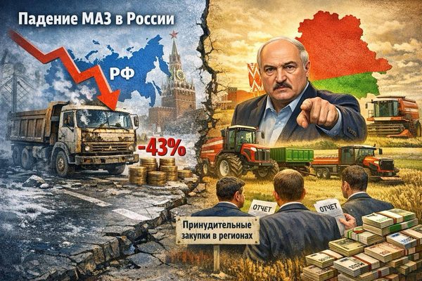 Падзенне МАЗ у Расіі і прымусовыя закупкі ў рэгіёнах: новая эканамічная пастка Лукашэнкі