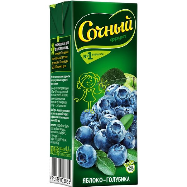 Нектар для дет/пит Сочный Яблоко-Голубика 0,2л