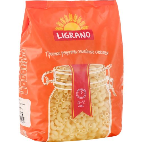 Макаронные изделия Лиграно гр. Б рожки обыкновенные 0,9 кг Лидахлебпродукт