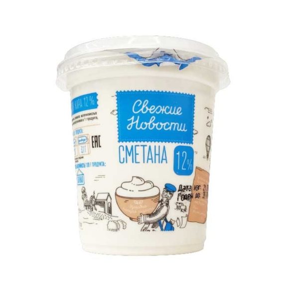 Сметана «Свежие новости» 12%, 380 г
