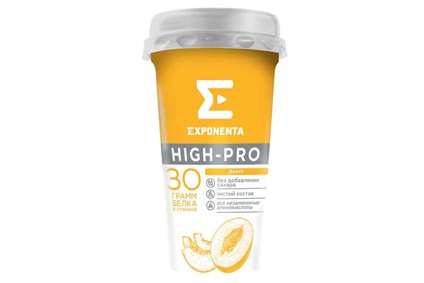 Напиток кисломолочный Exponenta high-pro обезж с высоким содержанием белка дыня стакан 250г