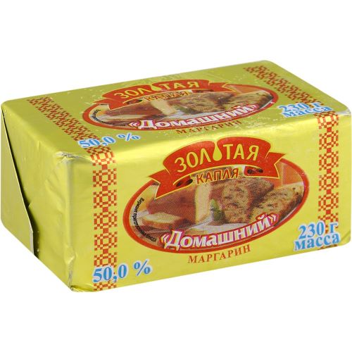 Маргарин Домашний 50 % твердый, брусок, фольга (марка МТ) 230г