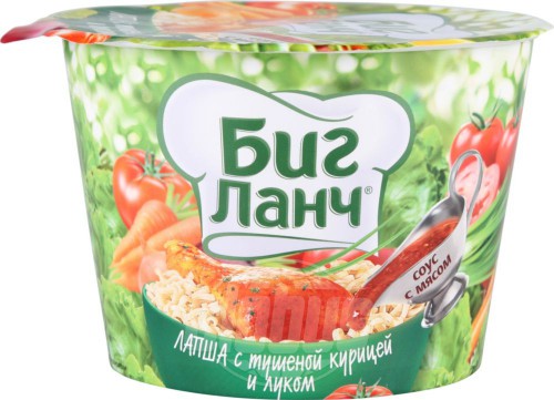 Лапша б/п Биг Ланч Кухня без границ с тушеной курицей и луком стакан 90г