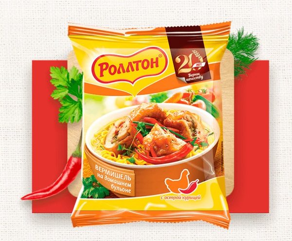 Вермишель б/п Роллтон с острой курицей на домашнем бульоне 60г